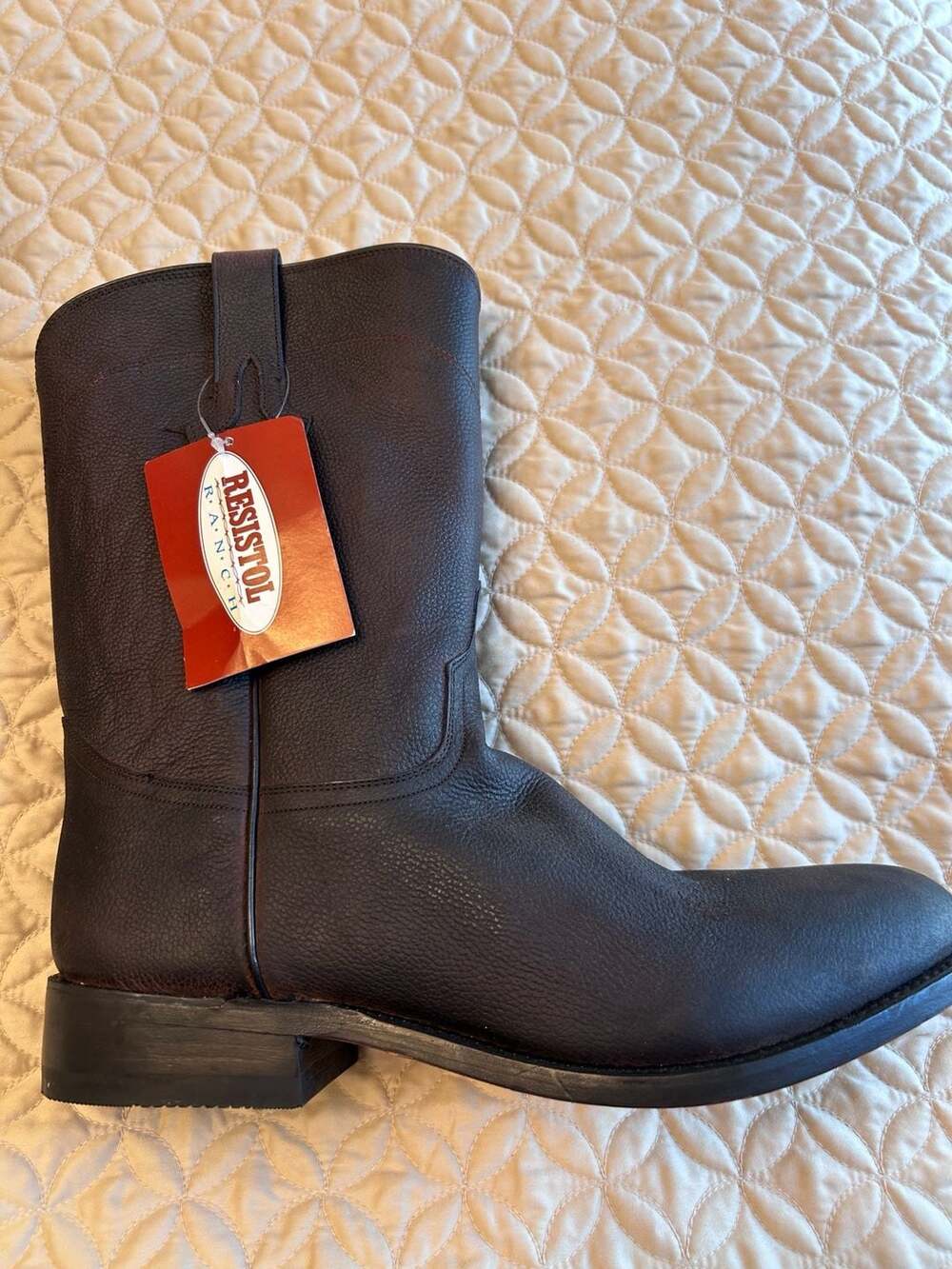 Resistol Ranch Men's Dark Brown Cowboy Western Cow Leather Boots
